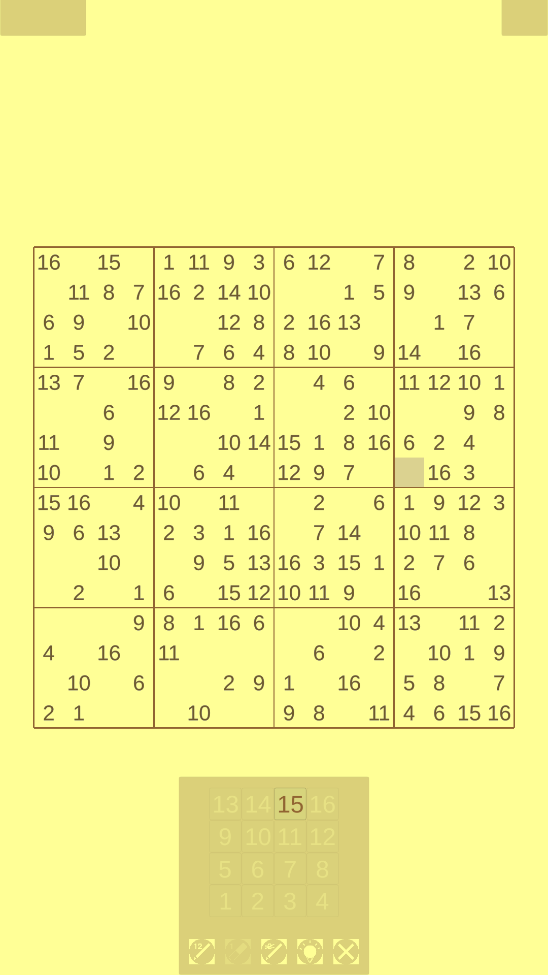 Screenshot 3: Sudoku 16 (AKA 16 x 16)